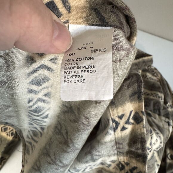 VINTAGE WOOLRICH Mens Beige Duck Chamois Long Sleeve Shirt Size L Outdoors Hunt - Picture 8 of 11